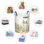 Conejito de Pascua Personalizado Huevos de Pascua Floral Cesto Plegable para la Ropa con Nombre y Asa Regalo de Cumpleaños de Pascua para Niños