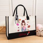 Henkilökohtainen muoti sarjakuva tyttö huulipuna suunnittelu suuri kangas Kangas Kangaskassi nimi loma syntymäpäivä lahja naisille tytöille