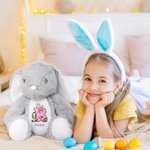 Conejito de Pascua Personalizado Personaje de dibujos animados lazo inicial lindo peluche animal de juguete con el nombre de Pascua regalo de cumpleaños para niños niñas