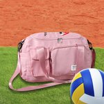 Gepersonaliseerde Cartoon Volleybal Meisje Multi-compartiment Grote Duffeltas met Naam en Schouderriem Team Verjaardagscadeau voor Volleyballiefhebbers