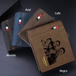 Cartera de cuero PU personalizada con múltiples ranuras para tarjetas y grabado de 1 a 12 nombres regalo de Día del padre para papá o abuelo