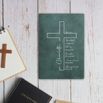 Personlig bibelvers korsnavn A5 A6 lærbok med 200 linjerte sider dåp Graduering Bursdagsgave til kristen kontormedarbeider