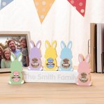 Personalised Cute Bunny LED Light Wooden Decoration with Tabletop Name Block Sign Easter Party Housewarming Mother's Day Gift for Family Kids