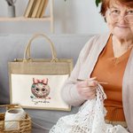 Sac en toile de jute avec nom Accessoires de voyage Anniversaire Cadeau de vacances pour les amoureux du tricot Femmes