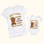 T-shirt Onesie pour Bébé 100% Coton Personnalisé avec Nom Motif Ours Papa Bébé Cadeau de Fête des Pères pour Nouveau-né et Nouveau Papa