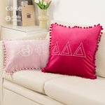 Personalized Pom Pom Fringed Sorority Embroidery Greek Letter Velvet Lumbar Throw Pillow Cover Birthday Gift for Friend | Callie × Affinity Licensing