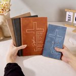 Personlig bibelvers korsnavn A5 A6 lærbok med 200 linjerte sider dåp Graduering Bursdagsgave til kristen kontormedarbeider