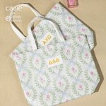 Henkilökohtainen Floral Leaf Bows kreikkalainen kirje eristetty Kangaskassi Sorority syntymäpäivälahja sisaret Ystävät | Callie × Affinity Licensing