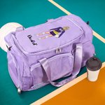 Gepersonaliseerde Cartoon Volleybal Meisje Multi-compartiment Grote Duffeltas met Naam en Schouderriem Team Verjaardagscadeau voor Volleyballiefhebbers