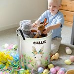 Conejito de Pascua Personalizado Huevos de Pascua Floral Cesto Plegable para la Ropa con Nombre y Asa Regalo de Cumpleaños de Pascua para Niños