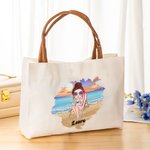 Bolsa de lona grande personalizada con nombre y asa de piel para fiestas en la playa Regalo de cumpleaños para mujer