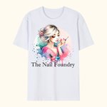 Gepersonaliseerd Flower Nail Art 100% Katoenen T-shirt met Tekst Verjaardag Schoonheidssalon Opening Gift voor Nagel Technici Enthousiastelingen