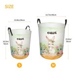 Conejito de Pascua Personalizado Huevos de Pascua Floral Cesto Plegable para la Ropa con Nombre y Asa Regalo de Cumpleaños de Pascua para Niños