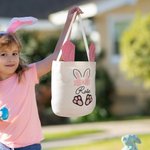 Conejito de Pascua personalizado Oreja de gran capacidad Bucket Bag con nombre de Pascua Huevo Caza Cumpleaños Fiesta de Fiesta Regalos para niños