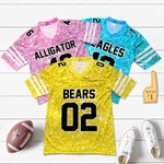 Henkilökohtainen Monivärinen Faux Glitter Jalkapallo V-kaula Team Jersey nimi ja numero Game Day Outfit Syntymäpäivälahja Urheilu Äiti Jalkapallon ystäville