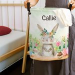 Conejito de Pascua Personalizado Huevos de Pascua Floral Cesto Plegable para la Ropa con Nombre y Asa Regalo de Cumpleaños de Pascua para Niños