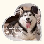 Personalisierte Herz-Foto-Acryl-Plakette mit Namen Haustier Verlust Memorial Sympathie Geschenk für Tierliebhaber