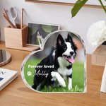Personalisierte Herz-Foto-Acryl-Plakette mit Namen Haustier Verlust Memorial Sympathie Geschenk für Tierliebhaber