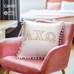 Personalized Pom Pom Fringed Sorority Embroidery Greek Letter Velvet Lumbar Throw Pillow Cover Birthday Gift for Friend | Callie × Affinity Licensing