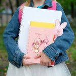 Personalised Cute Easter Bunny Initial A5 Lined Page Spiral Notebook with Name and Bunny Pom Pen Easter Back to School Gift for Kids
