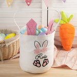 Conejito de Pascua personalizado Oreja de gran capacidad Bucket Bag con nombre de Pascua Huevo Caza Cumpleaños Fiesta de Fiesta Regalos para niños
