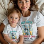 Personlig söt elefant vår första mors dag bomulls T-shirt med text första mors dag födelsedagspresent till ny mamma