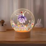 Personalised Ballet Girl Birth Flower Butterfly LED Night Light with Name and Wooden Base Room Decor Birthday Gift for Ballerina Ballet Lover