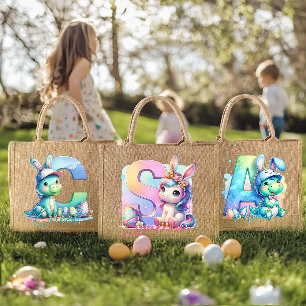 Sac à dos en toile de jute avec nom Cadeau de Pâques pour garçons filles