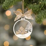 Boule de Neige Personnalisé avec Nom et Information de Bébé Ornement en Bois Décoration de l'Arbre de Noël Cadeau de Premier Noël pour Nouveau-né