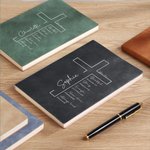 Personlig bibelvers korsnavn A5 A6 lærbok med 200 linjerte sider dåp Graduering Bursdagsgave til kristen kontormedarbeider