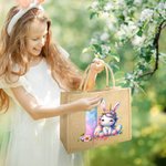 Personifierad Fantasy Unicorn Dinosaurie Initial Stor Jute Tote Bag med namn Påskäggsjakt Partygåva för pojkar Flickor