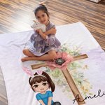 Personalizada Floral Cruz 1-5 Nacimiento Flores Conejito Orejas Personaje de dibujos animados suave manta con nombre Pascua decoración del hogar regalo de cumpleaños para los niños