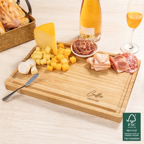 Planche à Découper en Bambou Personnalisée avec Nom et Date Cadeau Mariage Emménagement Noël pour Couple Famille