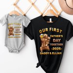 T-shirt Onesie pour Bébé 100% Coton Personnalisé avec Nom Motif Ours Papa Bébé Cadeau de Fête des Pères pour Nouveau-né et Nouveau Papa
