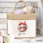 Sac en toile de jute avec nom Accessoires de voyage Anniversaire Cadeau de vacances pour les amoureux du tricot Femmes