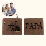 Cartera de cuero PU personalizada con múltiples ranuras para tarjetas y grabado de 1 a 12 nombres regalo de Día del padre para papá o abuelo