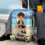 Personalized Summer Beach Cartoon Character 18-32 Inches Luggage Cover with Name Travel Accessories Birthday Gift for Family Friends