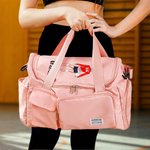 Gepersonaliseerde Cartoon Volleybal Meisje Multi-compartiment Grote Duffeltas met Naam en Schouderriem Team Verjaardagscadeau voor Volleyballiefhebbers