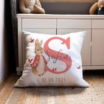 Funda de cojín personalizada con conejo Peter Rabbit y nombre decoración para habitación infantil regalo de babyshower para niños
