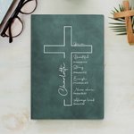 Personlig bibelvers korsnavn A5 A6 lærbok med 200 linjerte sider dåp Graduering Bursdagsgave til kristen kontormedarbeider