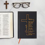 Personalised Bible Verse Cross A5 Notebook with Name and 200 Lined Pages Baptism Graduation Birthday Gift for Christian Office Worker