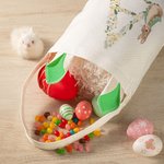 Personalized Cute Peter Rabbit Floral Initial Design Reusable Bunny Ears Basket with Name Party Favor Easter Hunting Birthday Gift for Kids Family