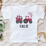 Personalized Cute Tractor Heart 100% Cotton Baby Bodysuit T-shirt with Name Birthday Anniversary Valentine's Day Gift for Infants Toddlers