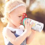 Personalizado lindo elefante Luna 12 oz niño aislado Nombre Botella de agua con asa y pajita de silicona Cumpleaños Volver a la escuela Regalo para Niño Niña