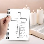 Personalisierte Kreuz Bibel Vers A5 Spiral Notebook mit Namen und 120 Seiten Papier Geburtstag religiöse Taufe Geschenk für Familie Freunde Christen