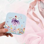 Personifierad balettflicka Födelseblomma Fjäril PU läder smyckeskrin med namn Bärbar resepresent Födelsedagspresent för Ballerina Balettälskare