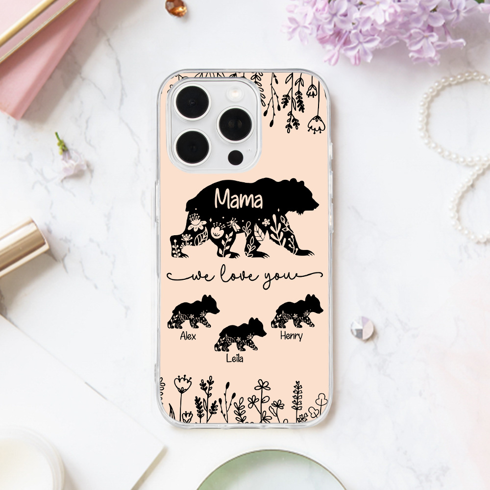 Etui de téléphone personnalisé We Love You avec titre et noms Fête des mères Cadeau d'anniversaire pour Maman Grand-mère
