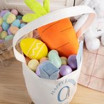 Personalisierte Frohe Ostern niedlichen Peter Rabbit Hasenohren Osterkorb mit Initialen und Namen Ostereierjagd Party Favors Geburtstagsgeschenk für Jungen Mädchen