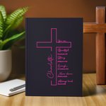 Personalised Bible Verse Cross A5 Notebook with Name and 200 Lined Pages Baptism Graduation Birthday Gift for Christian Office Worker