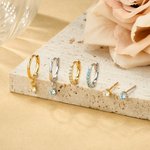 Personalized Dainty Minimalist Sterling Silver Birthstone Huggie Hoop Stud Earrings Anniversary Birthday Gift for Women